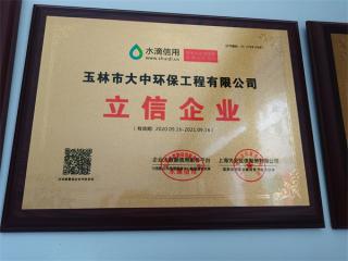 大中环保荣誉证书